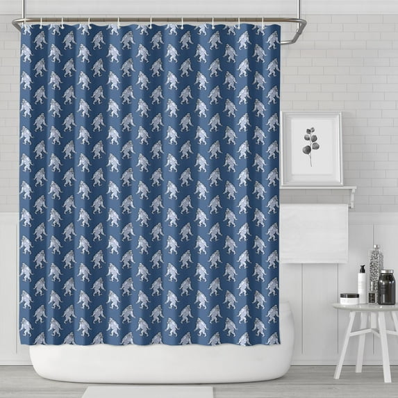 Blue Bigfoot Pattern Shower Curtain 72"x84" ,Bathroom Decorative Shower Curtains Set with 12 Hooks,Modern Waterproof Washable Shower Curtain