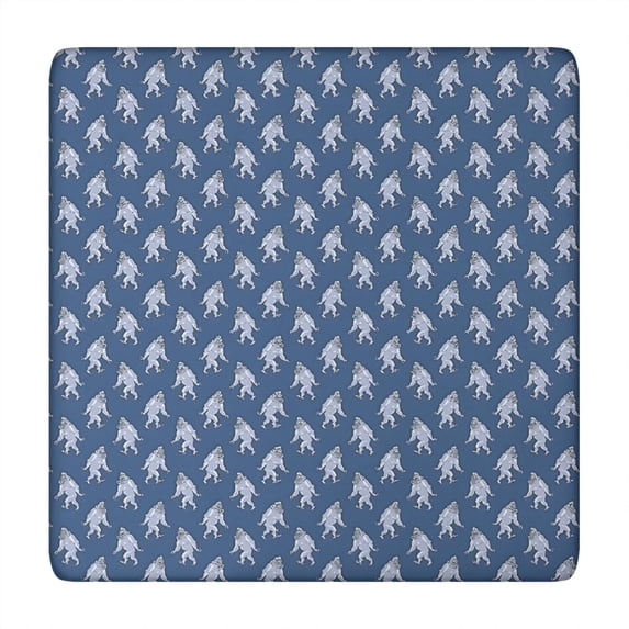 Blue Bigfoot Pattern Square Fitted Tablecloth with Elastic Edge,Square Table Cover,Washable Elastic Table Cover for Home Kitchen Party Decor 34"x34"