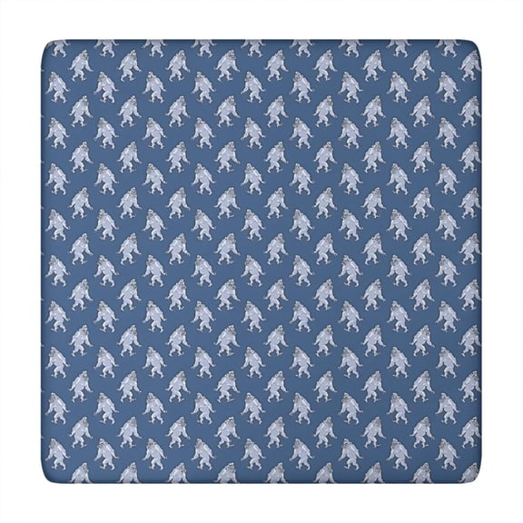 Blue Bigfoot Pattern Square Fitted Tablecloth with Elastic Edge,Square Table Cover,Washable Elastic Table Cover for Home Kitchen Party Decor 34"x34"