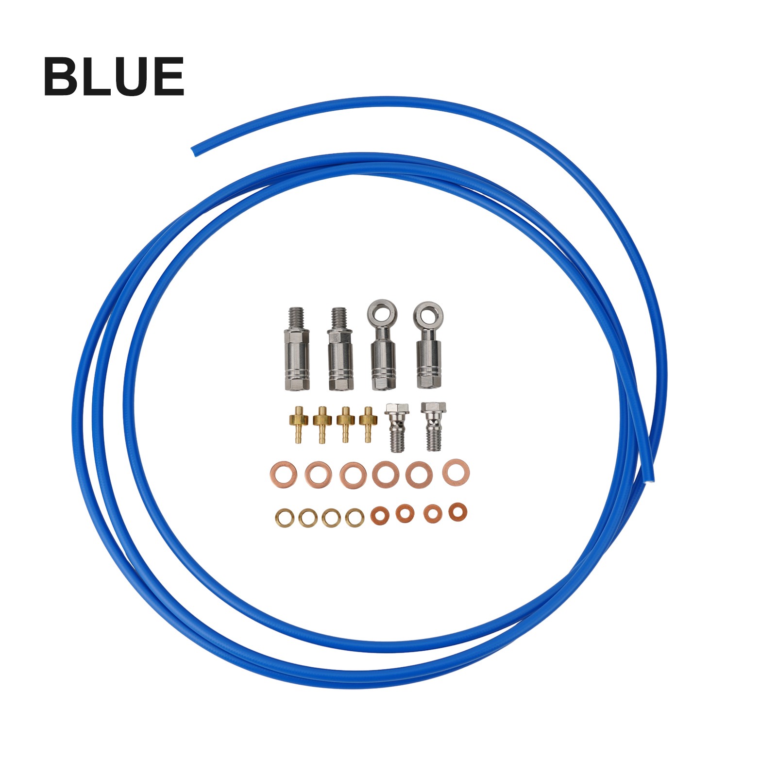 Blue Bike Bicycle Hydraulic Disc Brake Hose Banjo Connector Kit for
