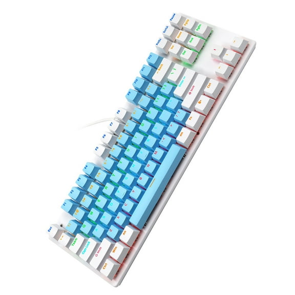 Blue Biojee Wired 87-Key Mechanical Gaming Keyboard Rainbow Backlit Keyboard For  PC Laptop For Game And Office