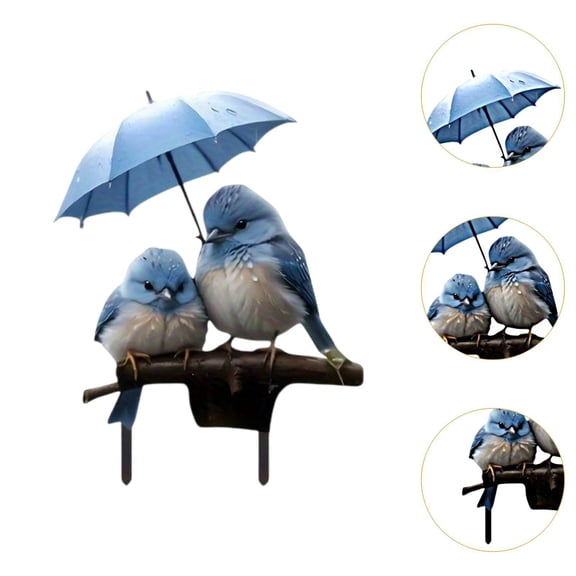 Blue Bird Acrylic Umbrella Garden Stake – Outdoor Decor for Flower Bed, Lawn & Yard Accent