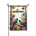 thumbnail image 1 of Blue Bird Butterfly Flowers Garden 12X18 Inchdouble Stained Glass Window Blue Birds Branch Flowers. Double Sided Spring Summer Cardinal Colorful Floral Love Hearts Yard Flag House Holiday Outside, 1 of 6