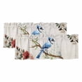 thumbnail image 1 of Blue Bird Floral Curtain Valances for Windows, Kitchen Valance Window Treatments Panel 2 Pack, Country Tree Branches Flowers Animal Rod Pocket Short Curtains for Bathroom Bedroom 42 x 18 Inch, 1 of 8