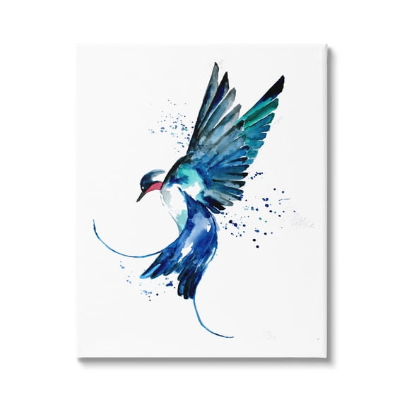 Blue Bird Flying Wings Animals & Insects Graphic Art Gallery Wrapped Canvas Print Wall Art