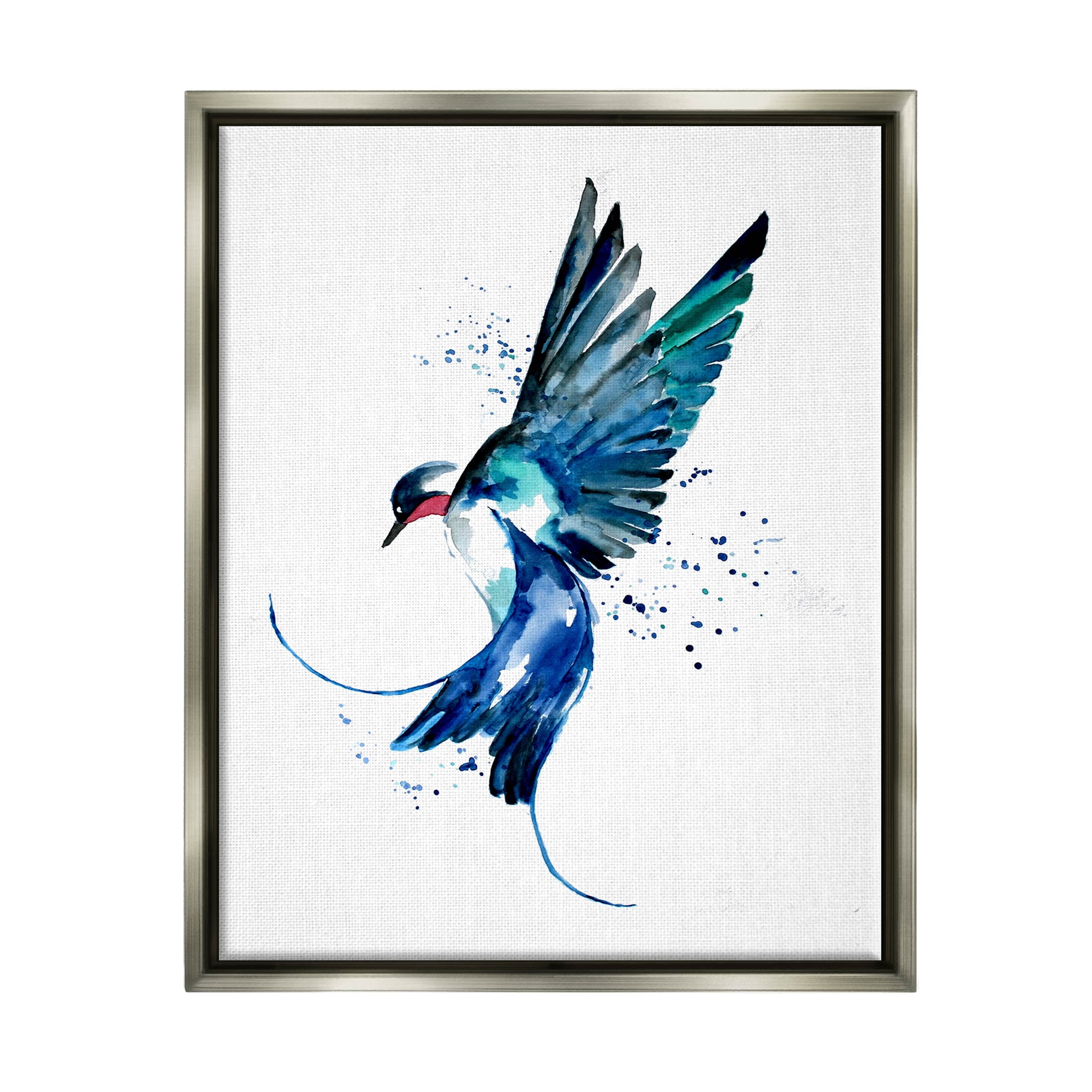 Blue Bird Flying Wings Animals & Insects Graphic Art Luster Gray Framed Art Print Wall Art