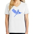 thumbnail image 1 of Blue Bird Logo Graphic Design Ladies Big Size Core Cotton V neck T-Shirt - White 4XL, 1 of 2