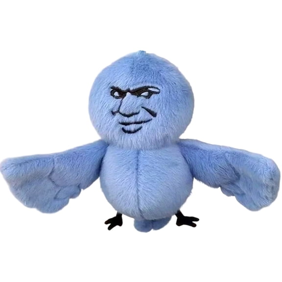Blue Bird Meme Plush Toy - 7" Funny Emoji Face Stuffed Animal, Internet Meme Themed Blue Bird Plush, Cozy Couch Decor, Ideal Valentine's Day Christmas Birthday Gifts for Family and Friends