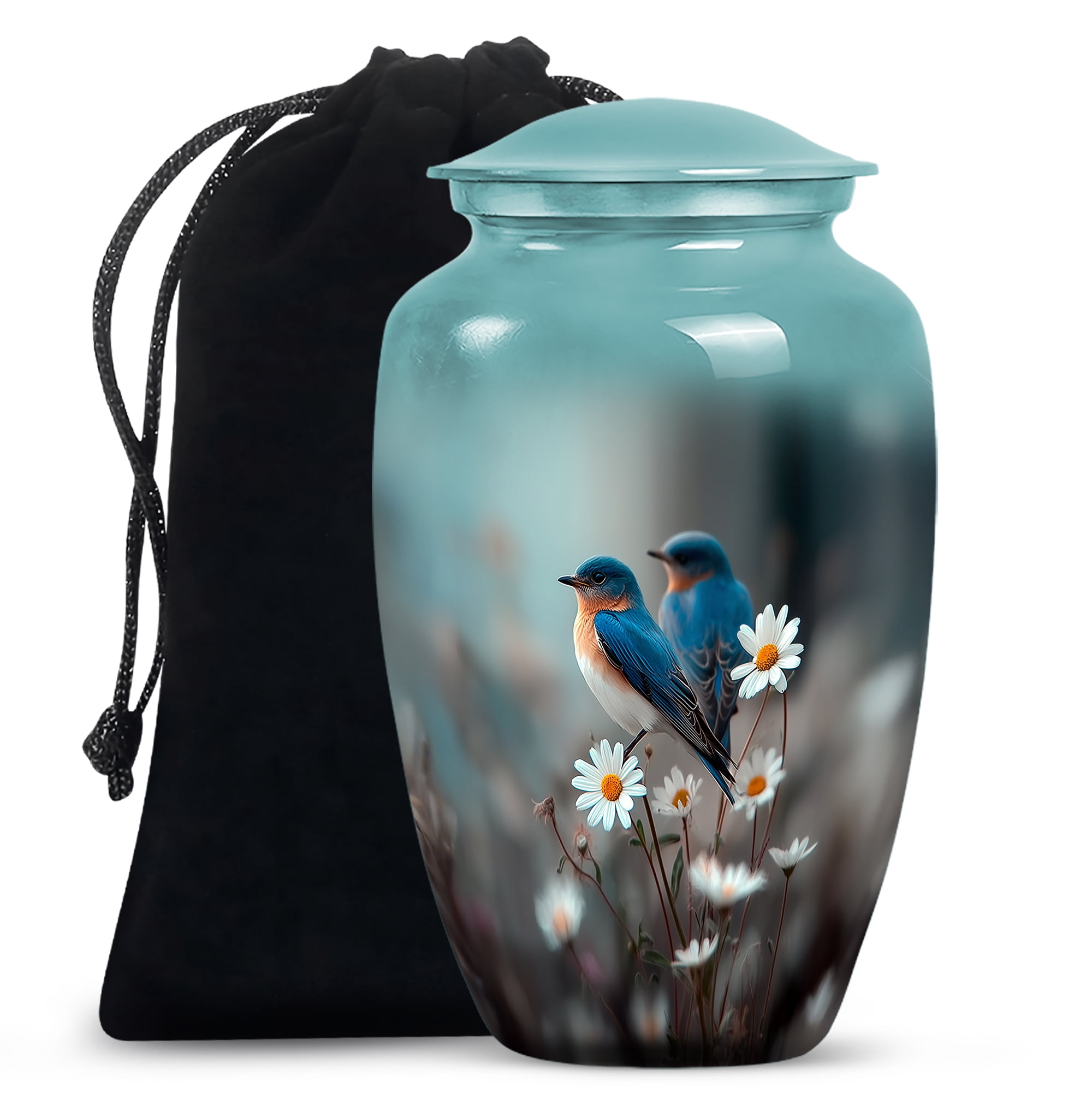 Blue Bird Memorial Decorative Urns For Human Ashes Adult Female, Large Funeral Urns For Ashes Women, Cremation Urn For Ashes Adult Male (Size-10 Inch 1 Pc)