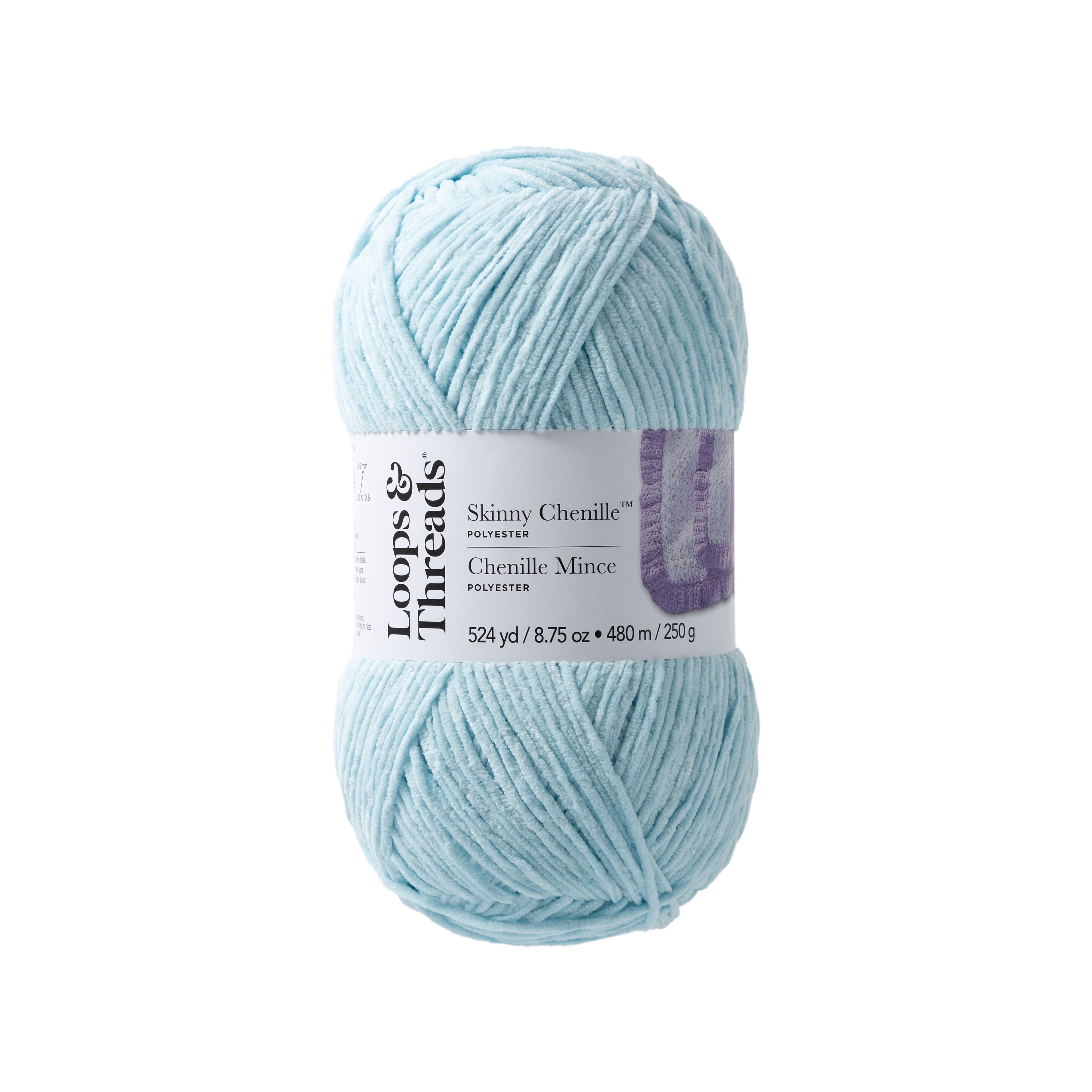 Loops & Threads Blue Bird Skinny Chenille Yarn - Medium Weight Yarn for Knitting, Crochet, Weaving, Arts & Crafts, 12 Pack