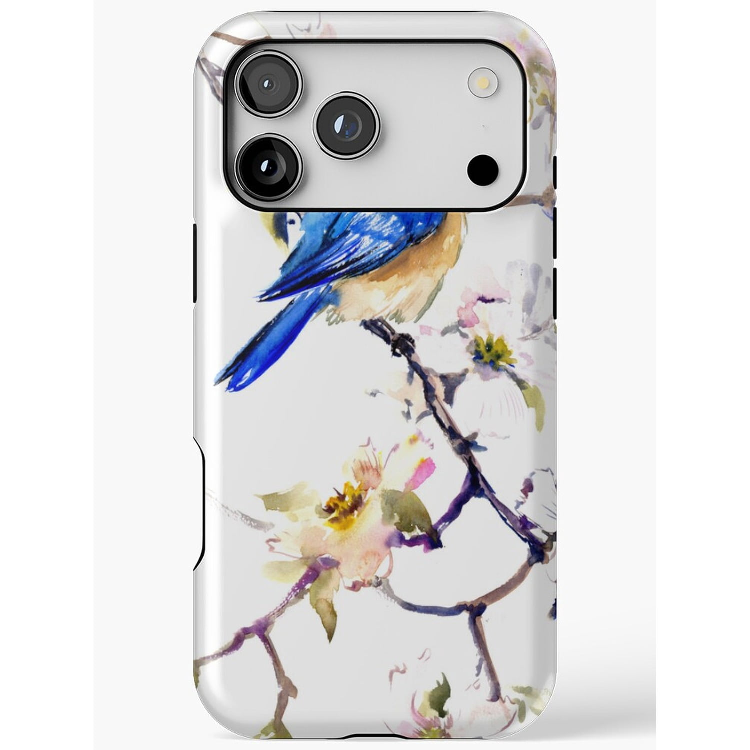 Blue Bird and Flowering Branch Watercolor Tough Phone Case ...