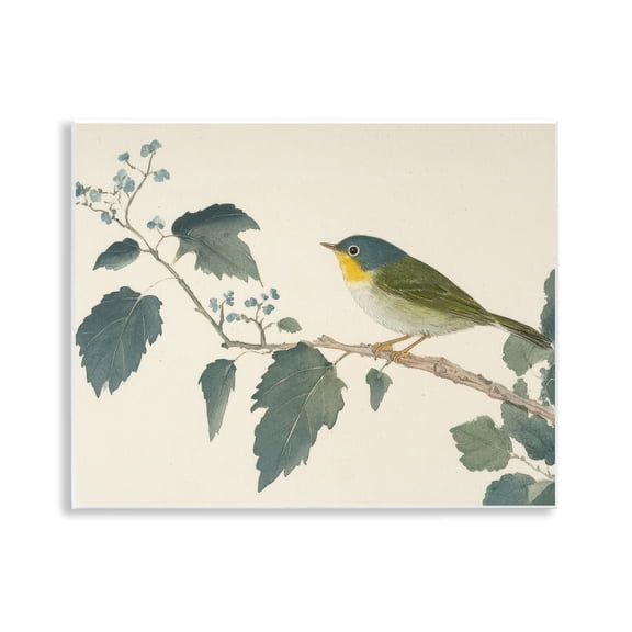 Stupell Industries Blue Bird and Leaves Wall Plaque Art, design by Petal Prints Design