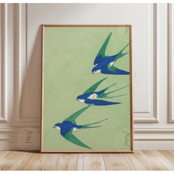 Blue Bird in Flight Poster Unframed Paper Print
