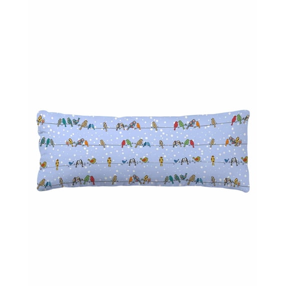 Blue Birds Body Pillow Cover 20 x 54 Inch Decorative Pillow Cover Funny Cute Snowflake Wire Sparrow Lumbar Pillowcase Seasonal Rectangle Cushion Case for Couch Sofa Bed Living Room