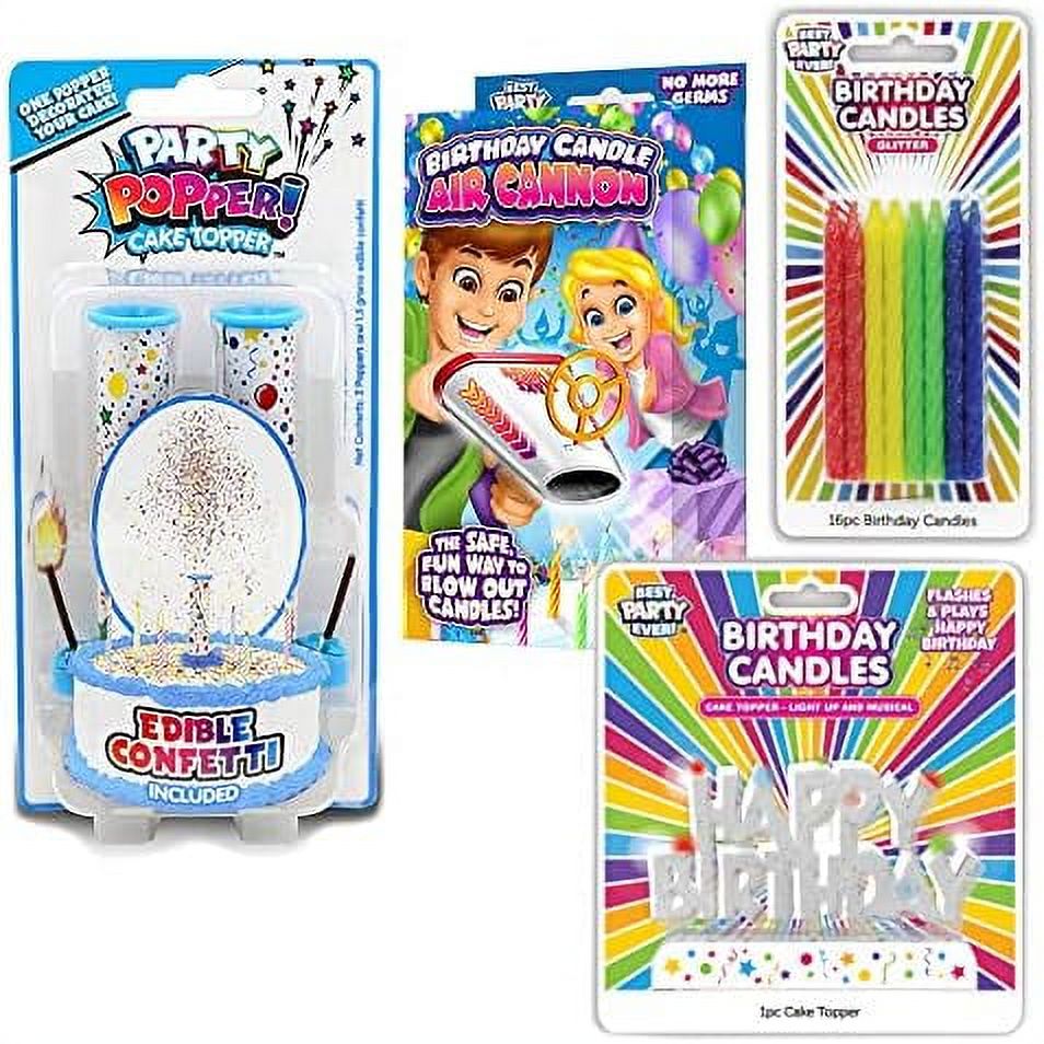 Blue Birthday Candle Kit, Includes Confetti Candle 2Pack, 16 Glitter