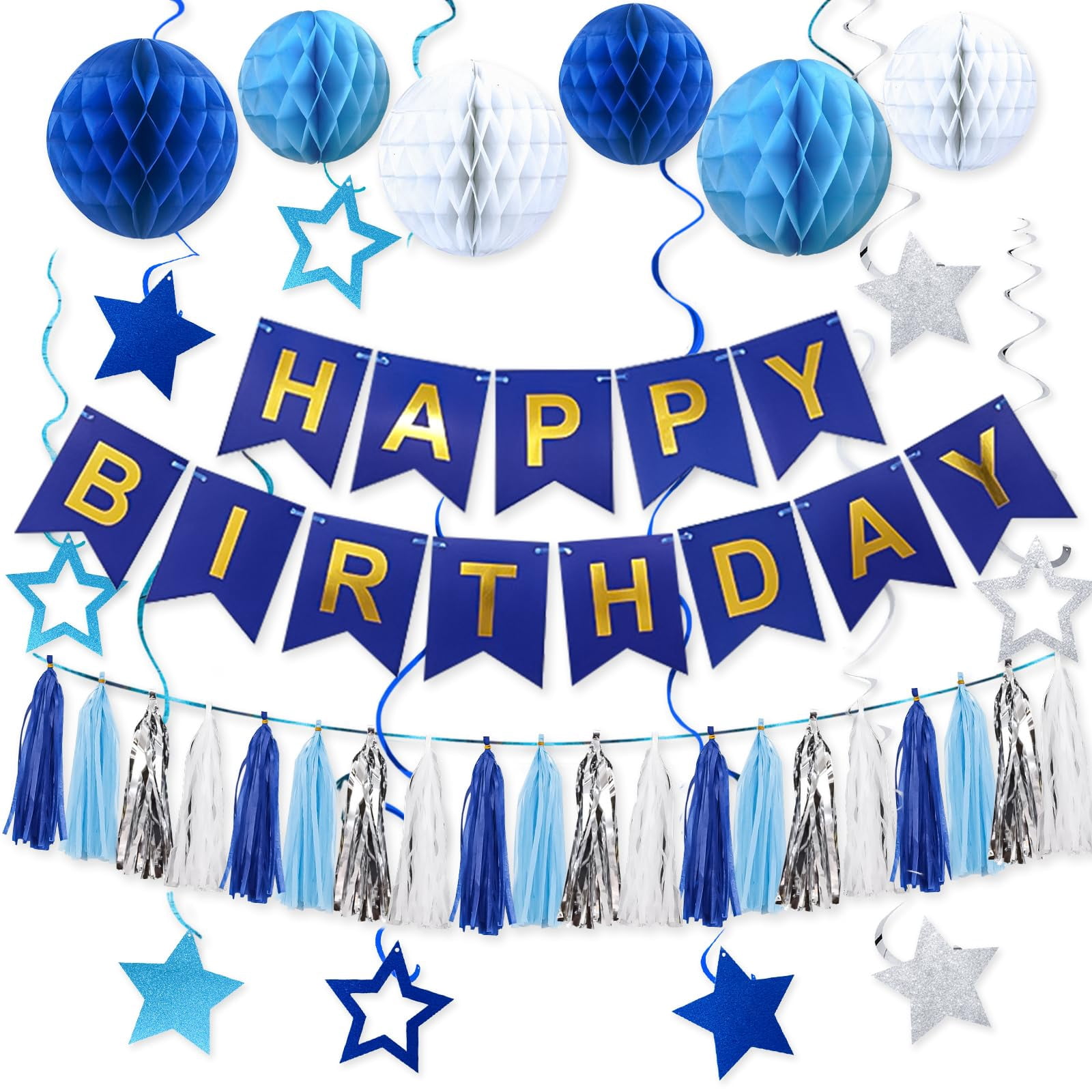 Rainbow Birthday Party Decoration Kit – Banner, Honeycomb Balls, Hanging Swirls, Colorful Decor For Kids’ Parties
