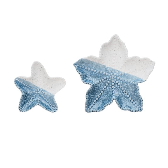 Blue & Bisque Sea Star Plate Set Of 2 Decor Decoration