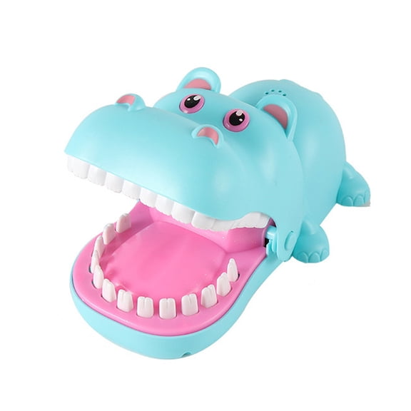 Blue Biting Finger Hippo Game Toy Teeth Press Parent Child Trickster Party Fun Play