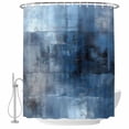thumbnail image 1 of Blue Black Abstract Modern Art Painting Fabric Shower Curtain Blue Gray White Washable Shower Curtains for Bathroom, Waterproof Bath Curtain with Hooks Home Decor 72x72in, 1 of 8