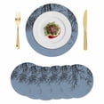 thumbnail image 1 of Blue Black Branches Round 13 Inch Placemats Set of 6, Botanical Dead Tree Birds HeatResistant Non Slip Place Mats for Dining Table, Wipeable Braided Kitchen Table Mats for Housewarming, 1 of 9