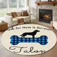 thumbnail image 1 of Blue Black Buffalo Checkered 8' Round Area Rug, Bones Cute Dogs Pets Washable Non-Slip Large Circle Rugs for Living Room Bedroom, Soft Low Pile Rug Carpet for Dining Room Kitchen Farmhouse, 1 of 9