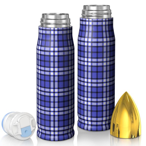 Blue and Black Checkered Pattern Bullet Tumbler, Vacuum Insulated Novelty Travel Tumbler Bpa-free Pc Lid Gifts Ideas for Teens Adults Office Workers Teachers