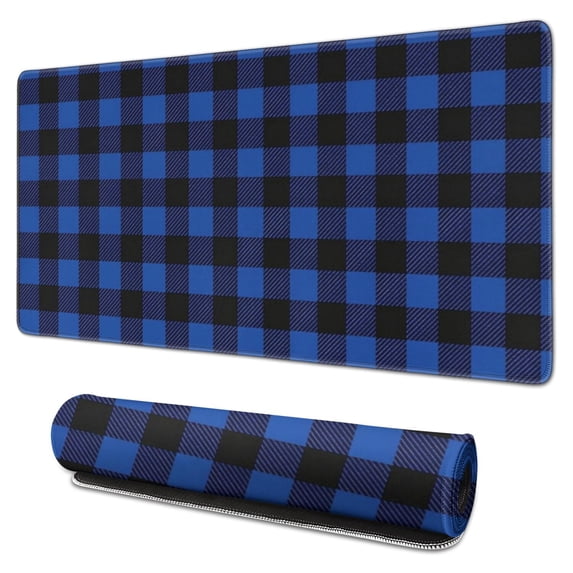 Blue and Black Checkered Pattern Extended Large Mouse Pad, Keyboard ...