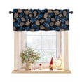 thumbnail image 1 of Blue Black Christmas Tree Curtain Valance for Windows/Living Room/Kitchen/Bathroom/Café, Short Rod Pocket Tier Curtain Window Panel Leopard Xmas Tree Snowflake Black Topper Curtain 60''x18'', 1 of 6
