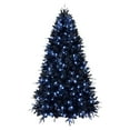 thumbnail image 1 of Blue Black Christmas Tree Flocked Christmas Tree with Lights, Prelit Blue Star Decorated Tree 6 ft Artificial Xmas Tree Full Real Spruce Tree Xmas Pine Tree, Home Indoor Outdoor Shopping Mall Decor, 1 of 8