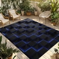 thumbnail image 1 of Blue Black Cubes Outdoor Rug for Patio/Deck/Porch, Non-Slip Large Area Rug 4 x 6 Ft, Modern Geometric Abstract Art Indoor Outdoor Rugs Washable Area Rugs, Reversible Camping Rug Carpet Runner, 1 of 8