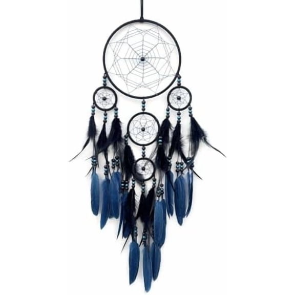 Blue and Black Dream Catcher Large Dream Catchers Wall Decor Handmade Feather Dreamcatcher Wall Hanging Ornament for Bedroom Living Room Home Decor$$Home Decor, Kitchen, & Other