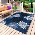 thumbnail image 1 of Blue Black Flowers Outdoor Rug 5x7 Ft, Non Slip Washable Area Rug, Modern Abstract Blooms Floral Patio Rugs Carpet Runner, Large Floor Mat for Indoor/Outdoor Deck Porch Camping, 1 of 8