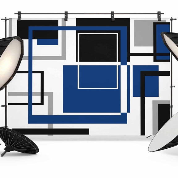Blue Black Geometric Backdrop for Photoshoot,Photography Photo Studio Background Wall Backdrop,Modern Minimalist Abstract Stripes Back Drop Banner Panel for Portraits Wedding Live Streaming 10x8Ft