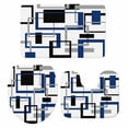 thumbnail image 1 of Blue Black Geometric Bath Mat 3 Piece Bathroom Rug Set, Modern Minimalist Stripes Aesthetic Non Slip Bath Rug Contour Mat and Toilet Lid Cover, Absorbent Shower Mats Soft Bath Rugs and Mats Sets, 1 of 8
