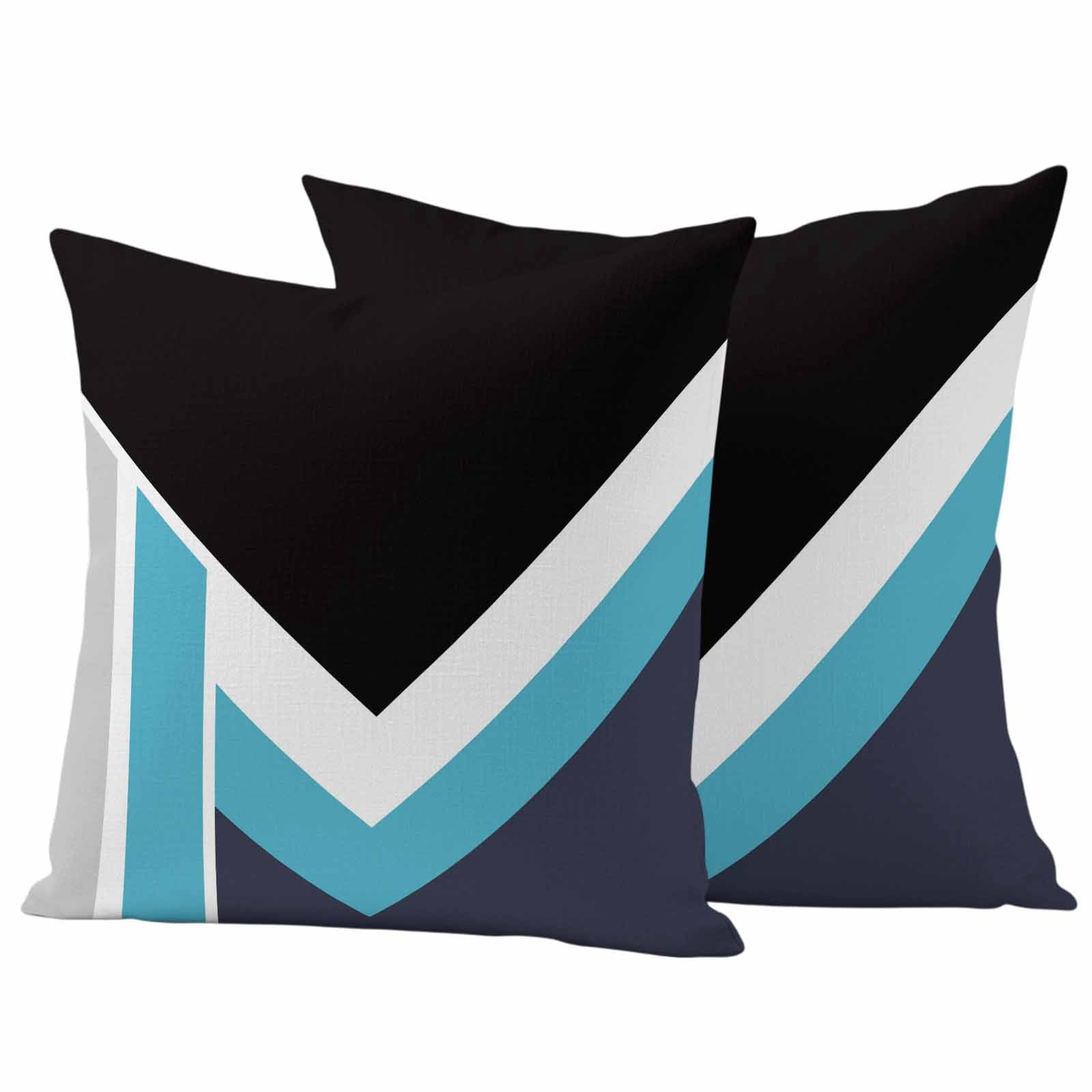Blue Black Geometric Outdoor Waterproof Pillow Covers, Modern Abstract ...