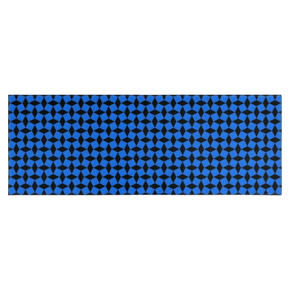 Blue Black Geometric Pattern Kitchen Rug Mat,Kitchen Runner Rugs Non Skid Washable,Decorative Kitchen Floor Mats for Kitchen,Sink,Laundry,17"X47"