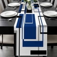 thumbnail image 1 of Blue Black Geometric Table Runner 36 Inches Long, Modern Minimalist Abstract Stripes Kitchen Coffee Dining Table Decoration for Home Party Birthday Wedding Home Decor 13x36 Inches, 1 of 8