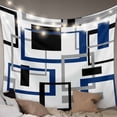 thumbnail image 1 of Blue Black Geometric Tapestry for Bedroom Wall Hanging Tapestry, Modern Minimalist Stripes Aesthetic Ceiling Backdrop Tapestries Poster Blanket Wall Decor for Teens Room Living Room Dorm 59" x 90", 1 of 8