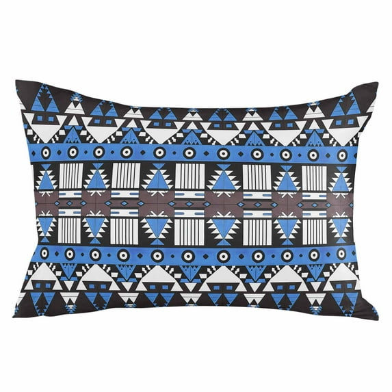 Blue Black Geometric Throw Pillow Cover 20 x 26 Inch Decorative Pillow Cover Modern Aztec Abstract Pattern Lumbar Pillowcase Seasonal Rectangle Cushion Case for Couch Sofa Bed Living Room