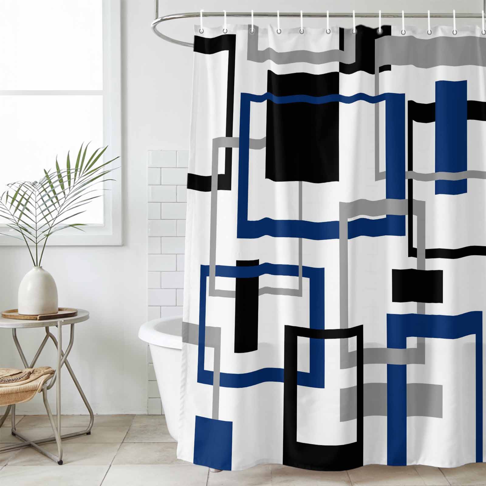 Black And Blue Shower Curtain