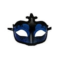 thumbnail image 1 of Blue Black Glitter Venetian Masquerade Dance Costume Mask, 1 of 2