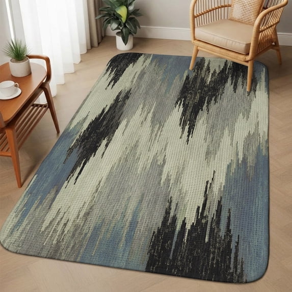 Blue Black Grey Washable Area Rugs for Living Room Bedroom, Large Non ...
