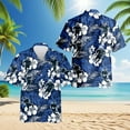 thumbnail image 1 of Blue Black Lacrosse Hawaiian Shirt for Men, Tropical Style, Button Down Summer Beach Short Sleeve, S-5XL, 1 of 2
