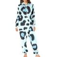 thumbnail image 1 of Blue Black Leopard Skin Print Adult's Hoodie Onesie Jumpsuit One-Piece Pajamas with Zipper Unisex for Holiday XL, 1 of 7