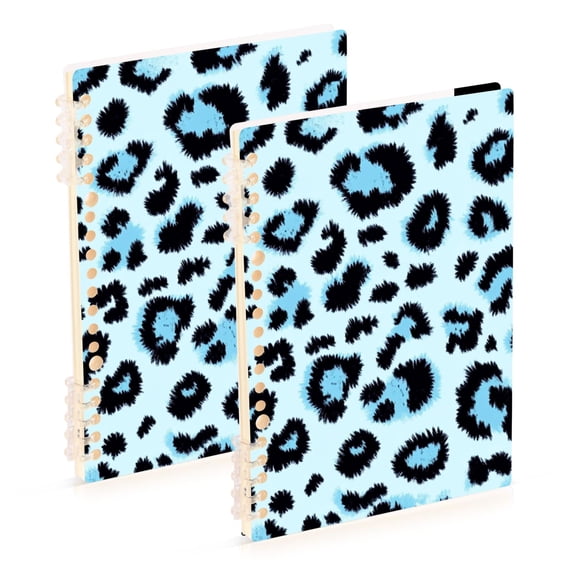 Blue Black Leopard Skin Print Notebook Detachable Coil Notebook Diary Plan Book A5 Size 60 Pages 1 Pack