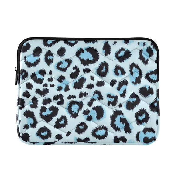 Blue Black Leopard Skin Print Quilted Laptop Protective Cases Computer Sleeves Tablet Bags Briefcases M