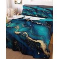 thumbnail image 1 of Blue Black Marble Twin Size Down Alternative Comforter, Lightweight Comforter Quilt Bedding Set with Pillow Shams Modern Golden Abstract Aesthetic All Seasons Bed Comforter Duvet Insert 68"x86", 1 of 7