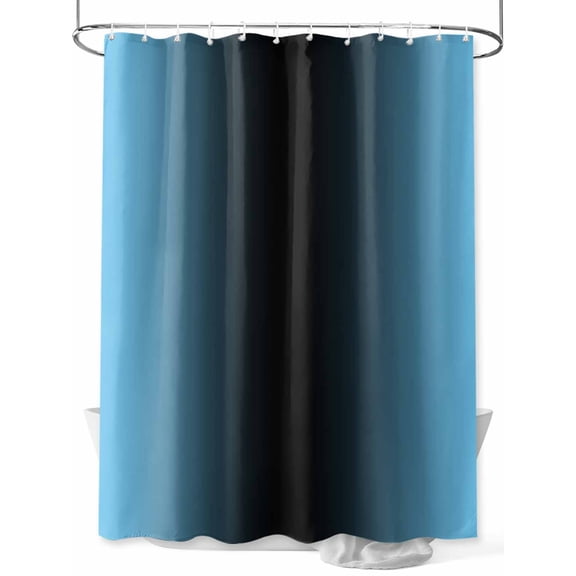 Blue Black Ombre Extra Long Shower Curtain Set, Waterproof Shower Curtains for Bathroom, Modern Gradient Abstract Art Washable Fabric Cloth Bath Curtain for Bathtub Decoration with Hooks 72x96 Inches