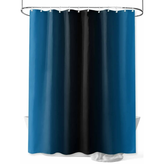 Blue Black Ombre Long Shower Curtain Set, Waterproof Shower Curtains for Bathroom, Gradient Contemporary Abstract Art Washable Fabric Cloth Bath Curtain for Bathtub Decoration with Hooks 72x84 Inches