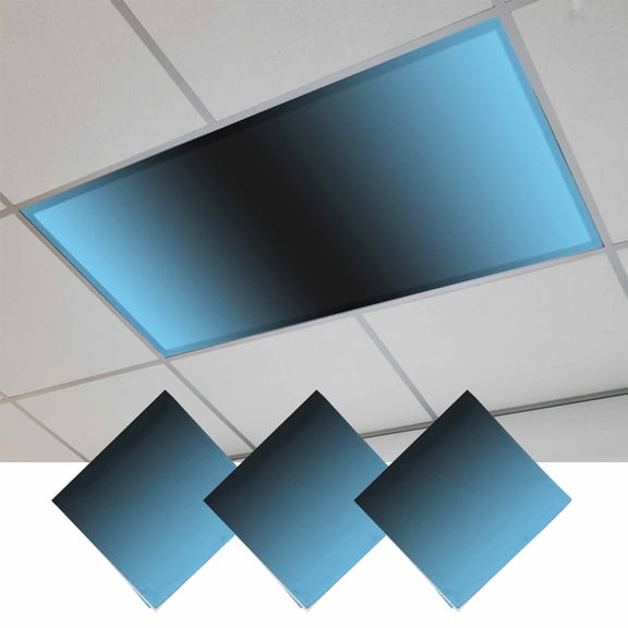 Blue Black Ombre Magnetic Fluorescent Light Covers for Ceiling Lights 2 x 4 Feet, Modern Gradient Abstract Art Office Classroom Kitchen Drop Ceiling Light Covers Lighting Filters Shade Panel 3 Packs